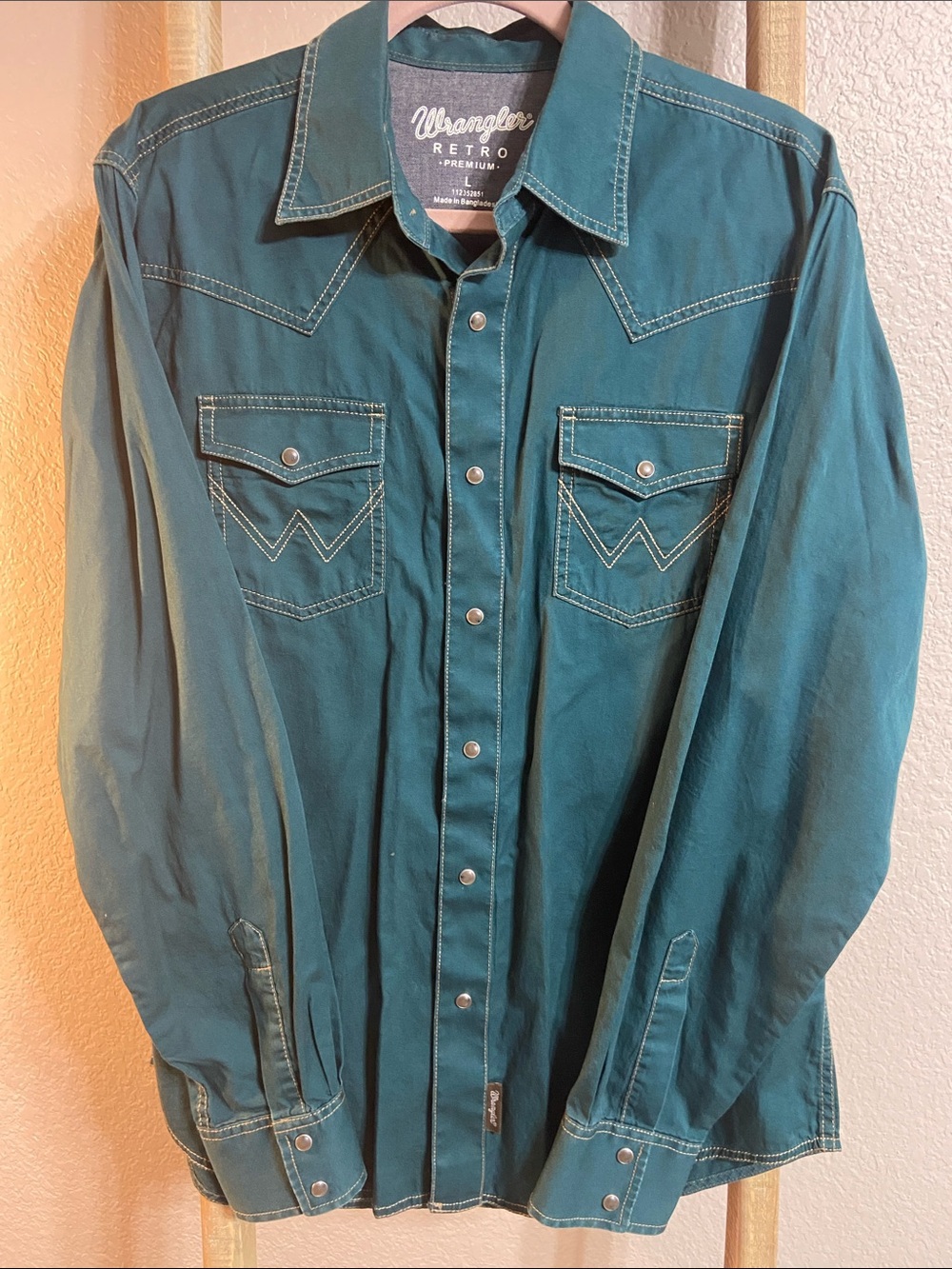 Wrangler Retro Premium Dark Teal/Green Western Snap-Front Men's Shirt